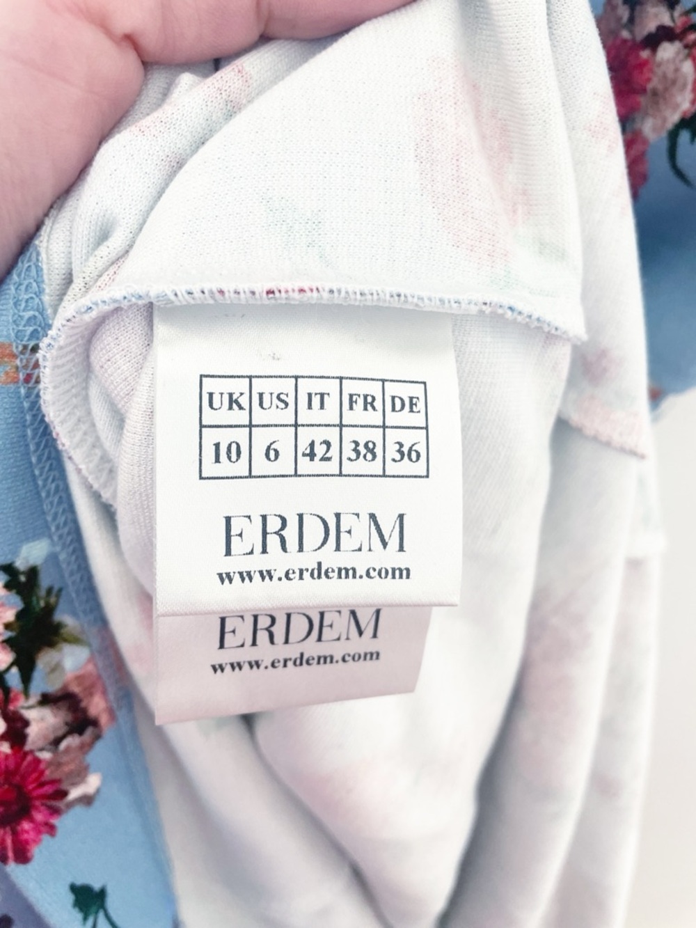 ERDEM Essie Floral Ponte Dress in blue size 6 - Picture 9 of 11